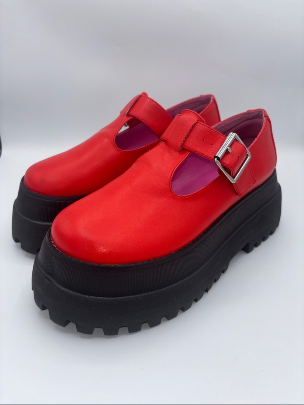 dELiA*s by Dolls Kill Red Platform Mary Jane with Black Lug Sole